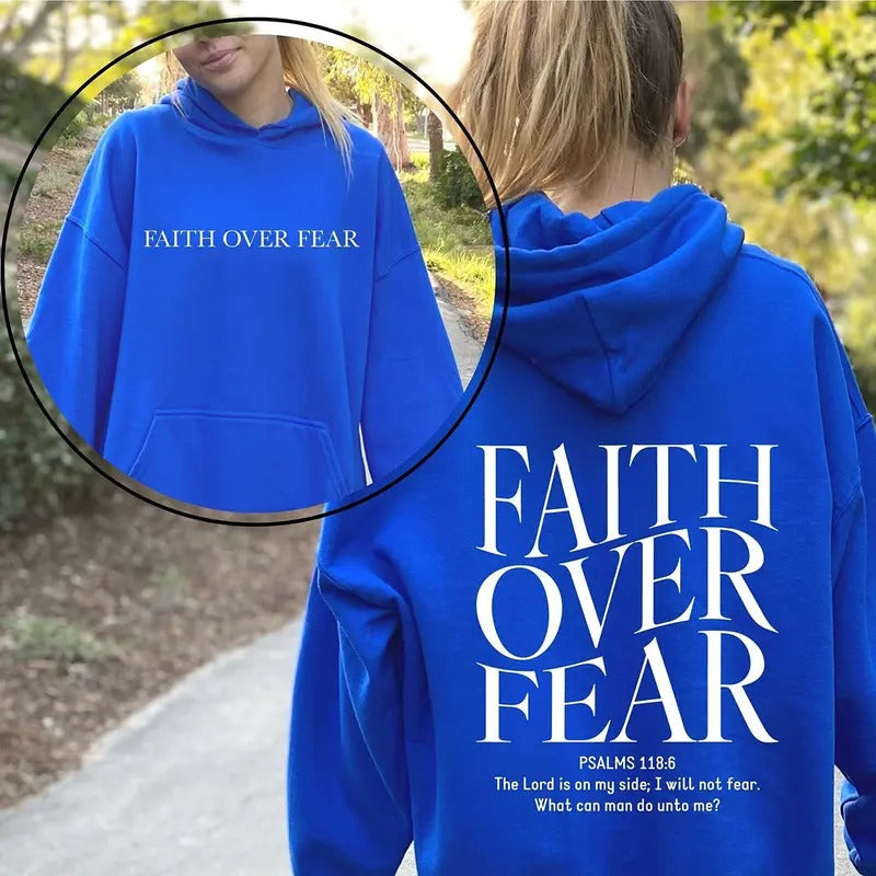 Faith Over Fear Christian Hoodie, Christian Sweatshirt, Jesus Hoodie, Trendy Hoodie, Bible Verse Hoodie, Gift For Her, Aesthetic Hoodie