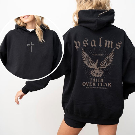 Faith Over Fear Christian Hoodie, Inspirational Jesus Shirt, Religious Graphic Tee, Christian Apparel for Men & Women, Heavyweight Cotton Hoodie, Gift For Him, For Her graphic  hoodie