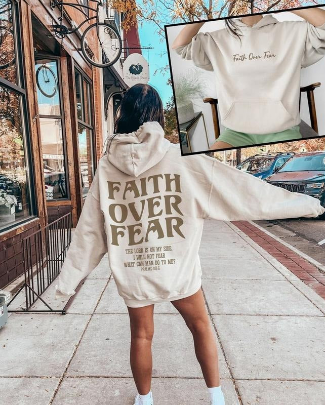Faith Over Fear Christian Hoodie, Jesus Hoodie, Christian Sweatshirt, Trendy Hoodie, Bible Verse Shirt, Aesthetic Clothes, Aesthetic  T-shirt, sweater and Hoodie