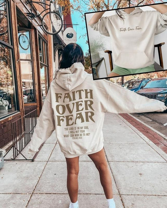 Faith Over Fear Christian Hoodie, Jesus Hoodie, Christian Sweatshirt, Trendy Hoodie, Bible Verse Shirt, Aesthetic Clothes, Aesthetic  T-shirt, sweater and Hoodie