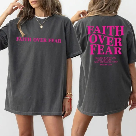 Faith Over Fear Christian Shirt, Jesus Shirts, Trendy Shirt, Bible Verse Shirt, Aesthetic Clothes, Christian  T-shirt, sweater and Hoodie 2 sides