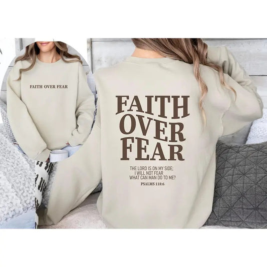 Faith Over Fear Christian Sweatshirt-hoodiechristian Sweatshirtjesus Hoodie Bible Verse Sweatshirtchurch Clothestrendy Hoodie-sweat TK43GD