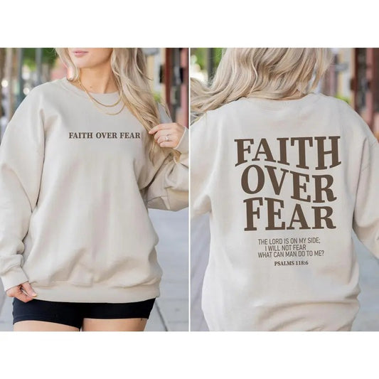 Faith Over Fear Christian Sweatshirt or Hoodie ,Christian Sweatshirt ,Jesus Hoodie, Trendy Hoodie ,Bible Verse Sweater,...