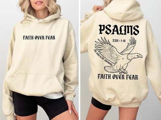 Faith Over Fear Hoodie, Aesthetic Christian Sweatshirt Cotton Womenswear