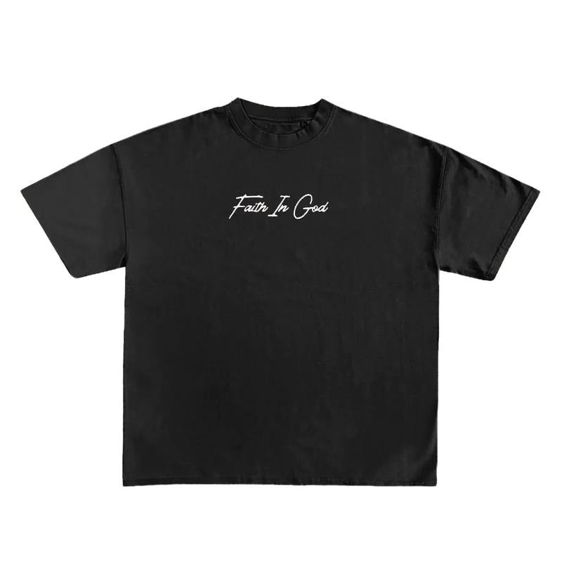 Faith Over Fear Print Short Sleeve T-Shirt Menswear Top Day Underwear Tshirt Streetwear Crewneck Shortsleeve Round Neck Tropical Casual