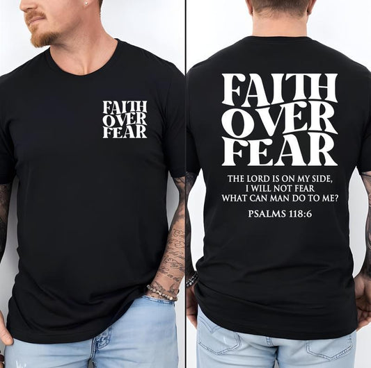 Faith Over Fear Tee Shirt, Christian T-Shirts, Jesus Shirt, Trending Shirt Summer, Classic Cotton Short Sleeve Top for Men, Tshirt Underwear