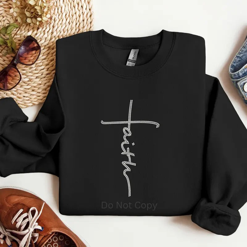 Faith Rhinestone Transfer ONLY - This is NOT a T Shirt Hoodie, Sweatshirt | WearSparks.com
