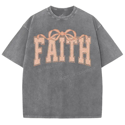 Faith Unisex Washed T-Shirt, Christian Tshirts, Christian Jesus  t shirts, Vintage 90s Graphic Tee Gift Cotton Top, Mineral color