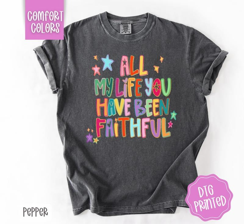 Faithful Shirt Comfort Colors, Christian TShirt, Trendy Graphic Women's Tee, Gift for Her