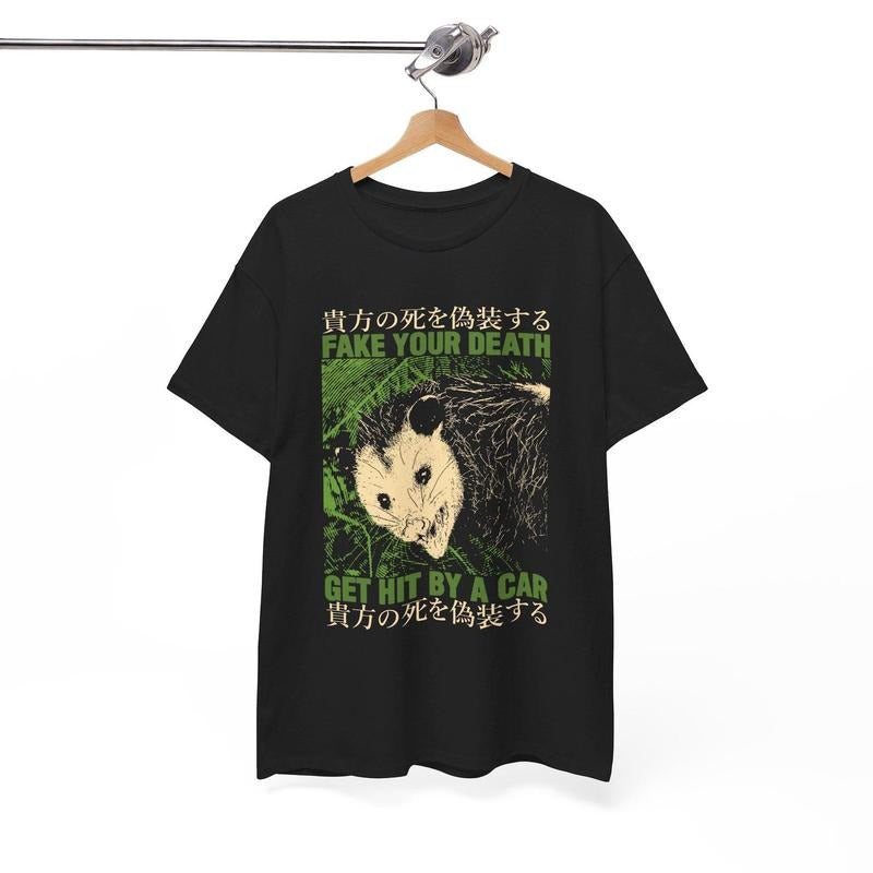 Fake Your Death Opossum Green Vintage T-Shirt