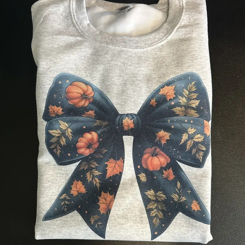 Fall Bow Coquette Women's Sweatshirt Pumpkin Bow