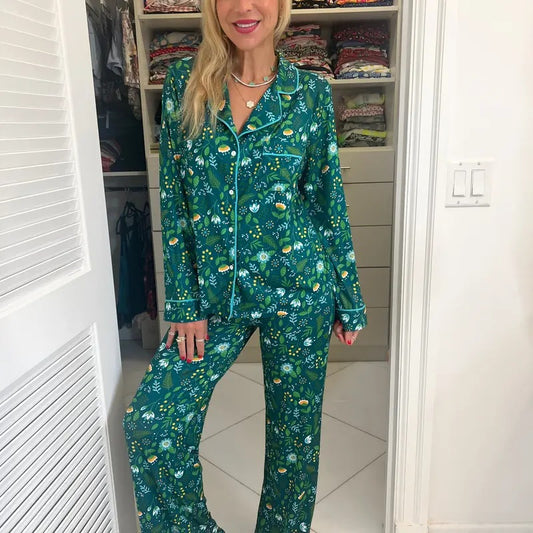 Fall Burst Wide Leg Pajama Set