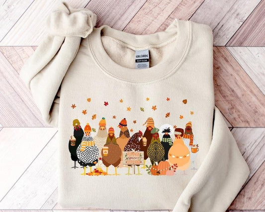 Fall Chicken Sweatshirt, Halloween Chicken Sweatshirt, Women Chicken Sweatshirt, Pumpkin Chickens, Animal Sweatshirt,Fall Farmer Farm  T-shirt, sweater and Hoodie