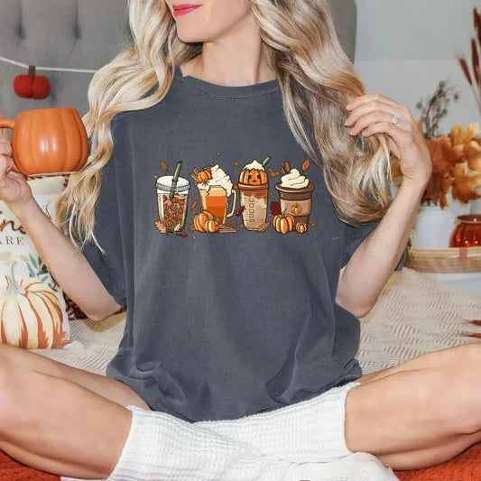 Fall Coffee Pumpkin Shirt, Coffee Latte Shirt, Halloween Shirt, Fall Shirt, Retro Halloween Shirt