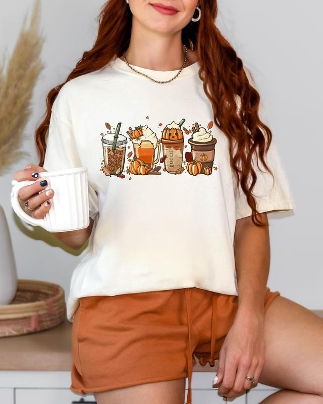 Fall Coffee Pumpkin Shirt, Fall Halloween Shirt, Coffee Latte Shirt, Fall Shirt, Retro Halloween Shirt, Pumpkin Shirt, Fall Autumn Shirt
