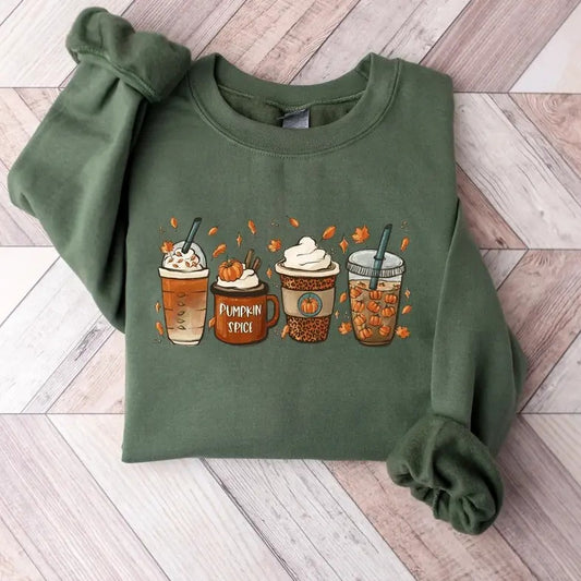 Fall Coffee Sweatshirt, Fall Sweater, Pumpkin Spice Sweatshirt, Cute Fall Sweater, Coffee Sweatshirt, Tee Print