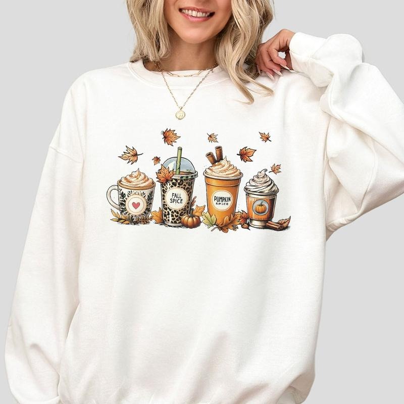 Fall Coffee Sweatshirt, Pumpkin Spice Shirts, Cute Fall Tee, Shirt For Women, Coffee Lover Sweatshirt, Autumn Sweatshirt, Gift For Coffee Lover, Thanksgiving T-shirt, Women's Tops, Womens Fall Shirts, Cute Fall T-shirt, Pumpkin Shirt