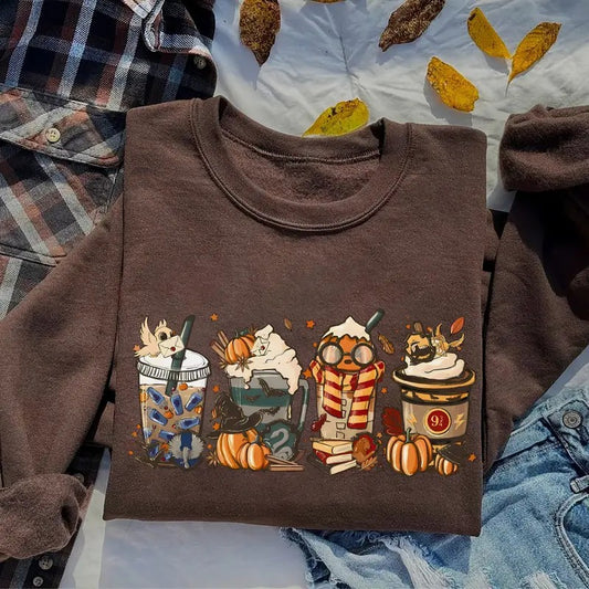 Fall Coffee Sweatshirt, Wizard Halloween Sweatshirt, Coffee Halloween Shirt, Witch Shirt, Fall Vibes Tee, Retro Halloween Hoodie, Spooky Season Crewneck, Spooky Halloween Sweater