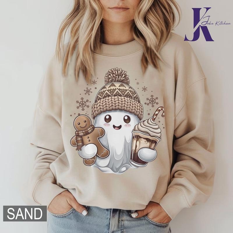 Fall Cozy Ghost Shirt, Cute Autumn Ghost Comfort Colors Shirt, Fall Winter Cozy Ghost Shirt, Ghost Christmas Sweatshirtstyle{n002}2