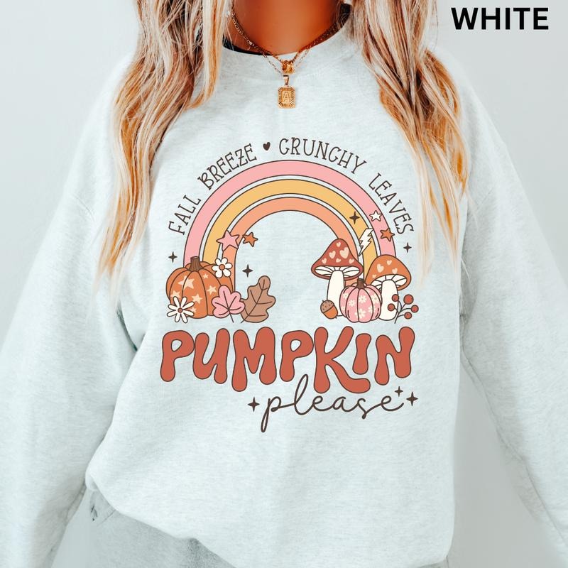Fall Crewneck Sweatshirt, Fall Rainbow Crewneck, Retro Sweatshirt Graphic Oversized Halloween Graphic Crewneck, Cotton Pullover Spooky Season Sweater