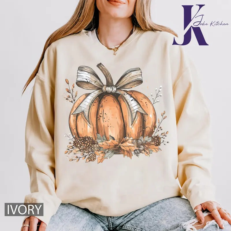 Fall Pumpkin Coquette Bow Comfort Colors Shirt, Coquette Halloween Shirt, Halloween Shirts, Halloween Pumpkin Shirt, Fall Shirt for Woman