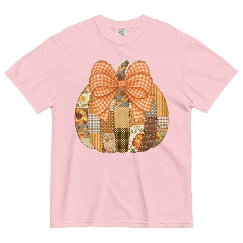Fall Pumpkin Patchwork Graphic Tee~ Comfort Colors Halloween Unisex Apparel Relaxed Fit Printed In The USA Clothing Womenswear Casual Top Athletic Boho Chic Unisex T-shirt