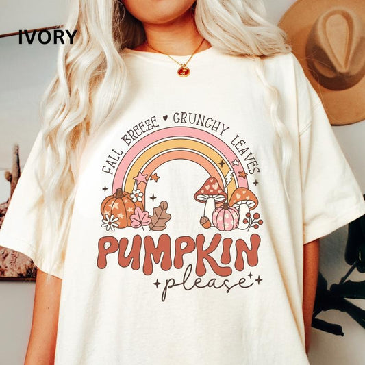 Fall Rainbow Shirt, Comfort Colors Shirt, Graphics Fall Tee, Spooky Season Shirt, Womens Graphic Holiday Shirt