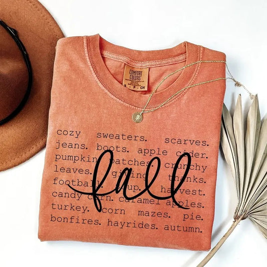 Fall Words Shirt, Women's Fall Shirt, Autumn Shirt, Hello Fall T-Shirt, Thanksgiving Tee, Fall Graphic Tees, Comfort Colors Shirt