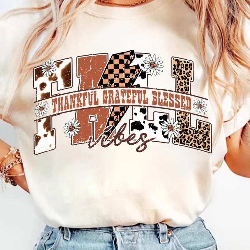 Fall vibes Shirt, Fall Sweatshirt, Fall Lighting Bolt, Pumpkin Spice Unisex Cotton Crewneck