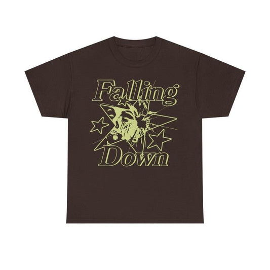 Falling Down Rockstar T-Shirt Y2k 90s Hip-Hop Tee Aesthetic Heavy Cotton Graphic T-Shirt Tshirt Shirt HipHop Rap Tee Casual Classic Menswear Retro Top Vintage Comfy Day