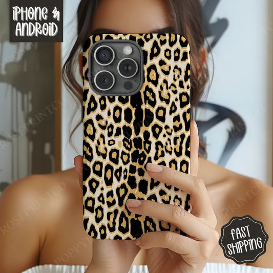Fancy Leopard Phone Case, Women's Phone Case Mag Safe Compatible, Magnetic Tough Cases