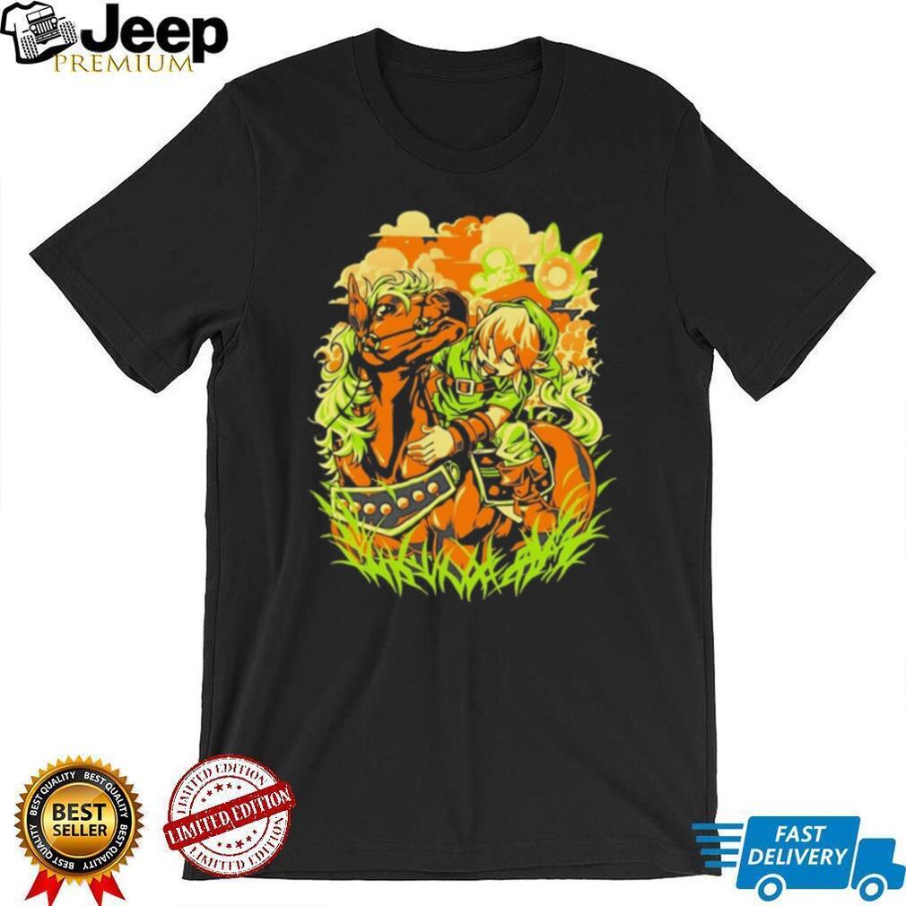 Fantasy Hero and Horse Link Art Style Graphic T Shirt