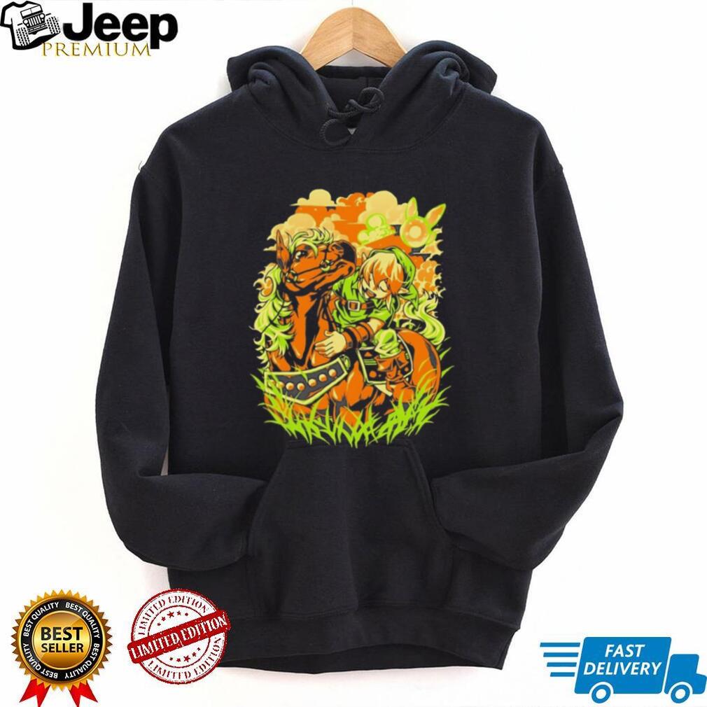 Fantasy Hero and Horse Link Art Style Graphic T Shirt