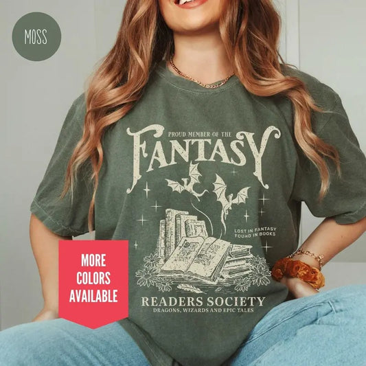 Fantasy Reader TShirt for Romance Reader Bookish Shirt for Bibliophile Vintage Reading Shirt for Women Gift for Book Lover