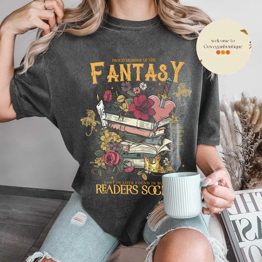 Fantasy Readers Society  Shirt, Romance Shirt, Readers Vintage, Reading Shirt, Gift for Book Lovers, Bookish Gift, Book Club T-Shirt Bookish Gift T-Shirt