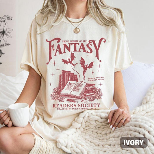 Fantasy Readers Society Shirt, Bookish Shirt for Romance Readers, Vintage Reading Shirt for Women, Fantasy Reader Shirt, Gift for Book Lovers, Bookish Gift