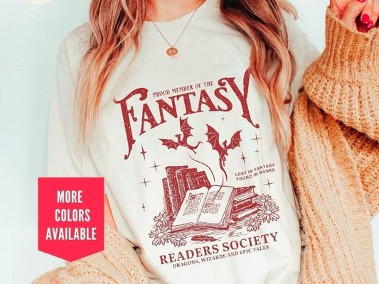 Fantasy Readers Society Shirt, Bookish Shirt for Romance Readers, Vintage Reading Shirt for Women, Fantasy Reader Shirt, Gift for Book Lovers, Bookish T-Shirt