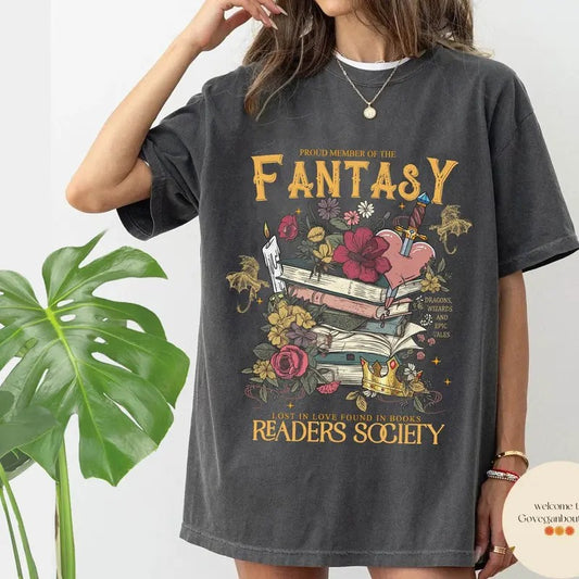 Fantasy Readers Society Shirt, Romance Shirt, Readers Vintage, Reading Shirt, Gift for Book Lovers, Bookish Gift