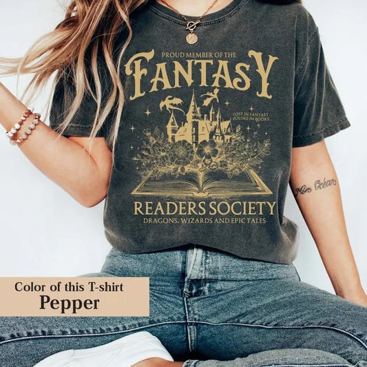 Fantasy Readers Society T-Shirt, Bookish Shirt for Romance, Readers Vintage, Reading Shirt for Women, Gift for Book Lovers, Bookish Gift