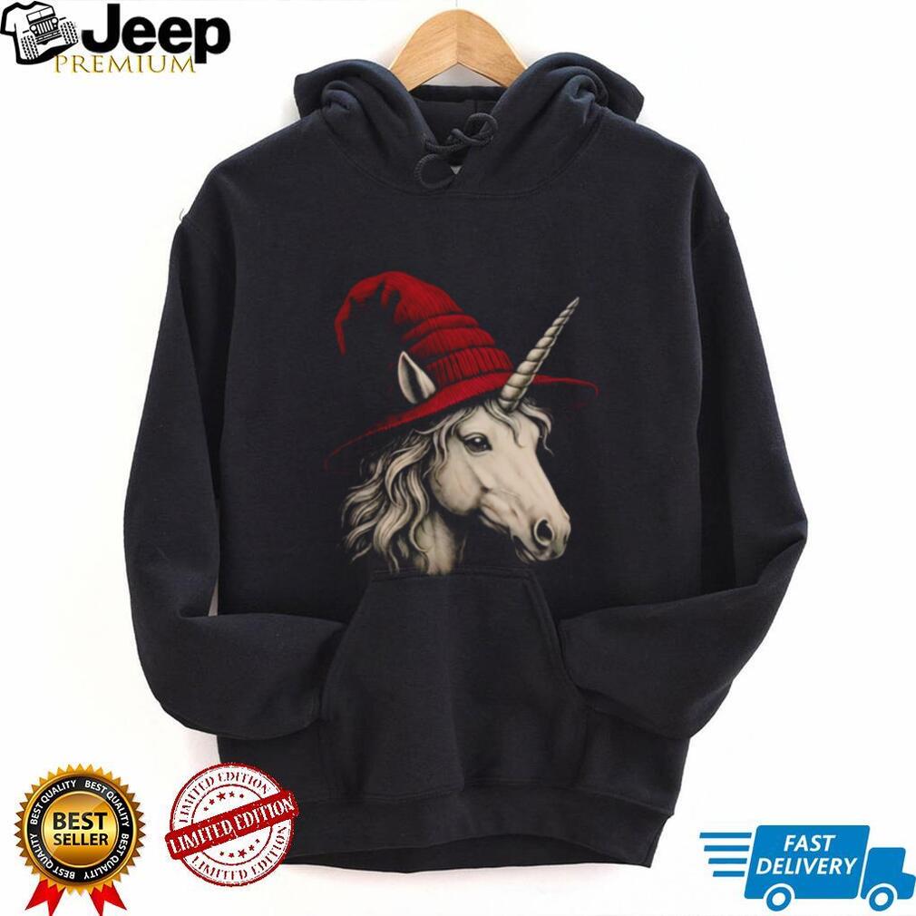 Fantasy Unicorn Red Wizard Hat Magic Creature Halloween T Shirt