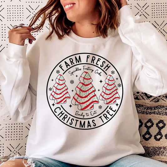 Farm Fresh Christmas Tree Cakes Shirt,Christmas Cake Sweatshirt,Christmas Tree Farm Shirt,Funny Christmas Sweatshirt,Holiday Sweatshirt Cotton Crewneck