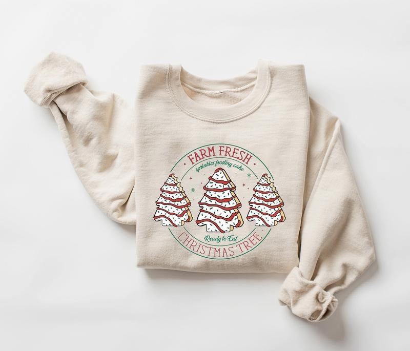 Farm Fresh Christmas Tree Cakes Sweatshirt, Christmas Cake Sweatshirt, Christmas Tree Shirt, Funny Christmas Sweatshirt Christmas Tree Cake Tee, Christmas Crewneck Sweater, Christmas Sweater Women, Funny Christmas Shirt Xmas Tee