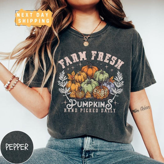 Farm Fresh Pumpkins Hand Picked Daily T-shirt, Pumpkin Season Shirt, Fall Shirt, Fall Season Shirt, Thanksgiving Gift