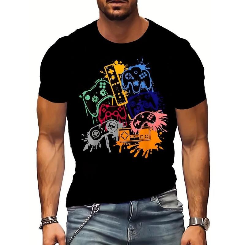 Fashion-Forward Graphic Tee - Soft & Breathable Crew Neck T-Shirt with Eye-Catching Print - Ideal for Summer, Mens Daily Casual Wear, Short Sleeve Top Made in USA