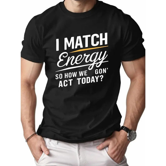 [Fast Arrival] Comfortable Pure Cotton I MATCH Energy Men's T-Shirt with Relaxed Fit Made in USA