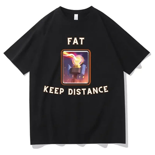 Fat Keep Distance Meme Vintage Graphic T-Shirt Men Women Oversized Joke Humor Gift for Him and Her Kawaii Cute Memes T-shirts Menswear Top Crewneck