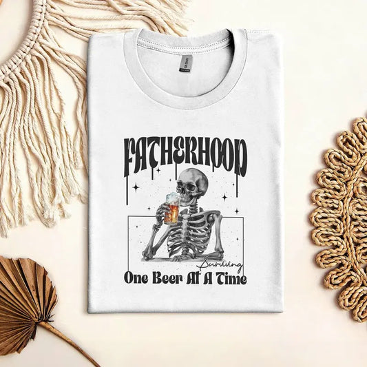 Father's Day Shirt Fatherhood Surviving One Beer At A Time T-shirt Fatherhood Tshirt Dad Shirtskull T-shirtfunny Sarcastic Daddy Shirt