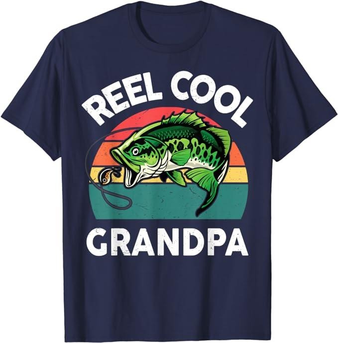 Father's Day T-Shirt, Gifts For Dad, Fishing Reel Cool Grandpa Fathers Day Gift Funny Bass Dad T-Shirt Menswear Top