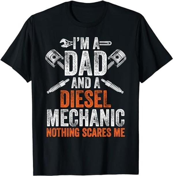 Father's Day T-Shirt, Gifts For Dad, Gift For Men Halloween Diesel Mechanic Dad T-Shirt Menswear