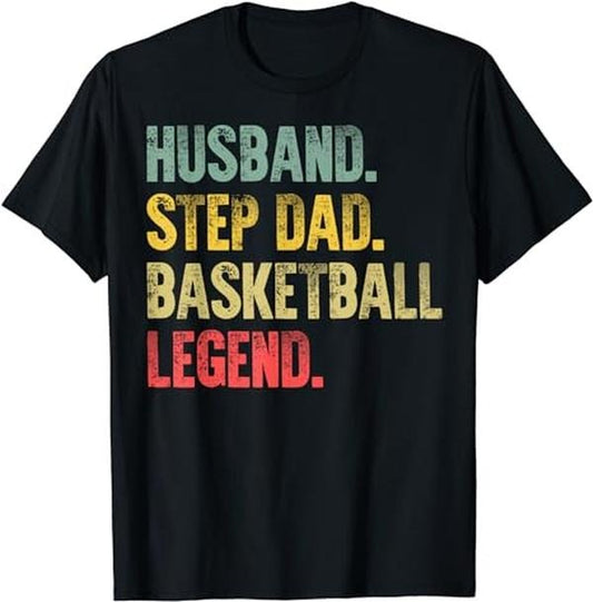 Father's Day T-Shirt, Gifts For Stepdad, Funny Vintage Shirt Husband Step Dad Basketball Legend Gift T-Shirt Menswear Fashion Casual Cotton